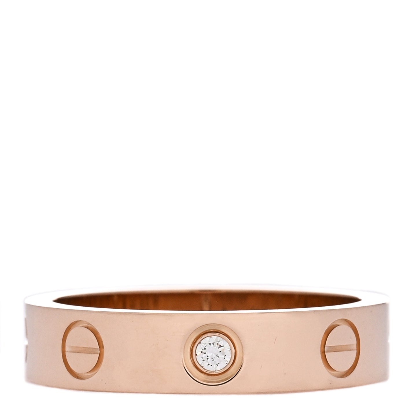 18K Pink Gold Diamond 4mm LOVE Wedding Band Ring 48 4.5