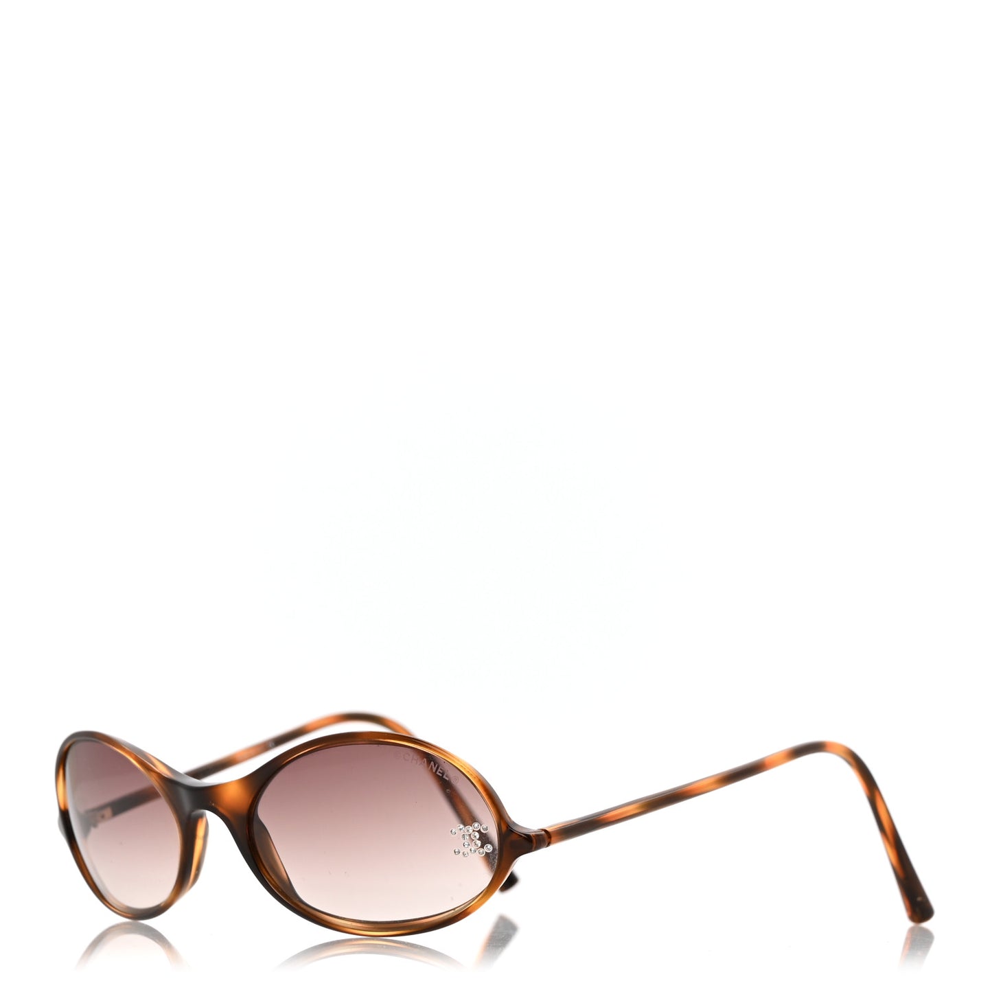 Acetate Crystal CC Oval Sunglasses 5044-B Tortoise