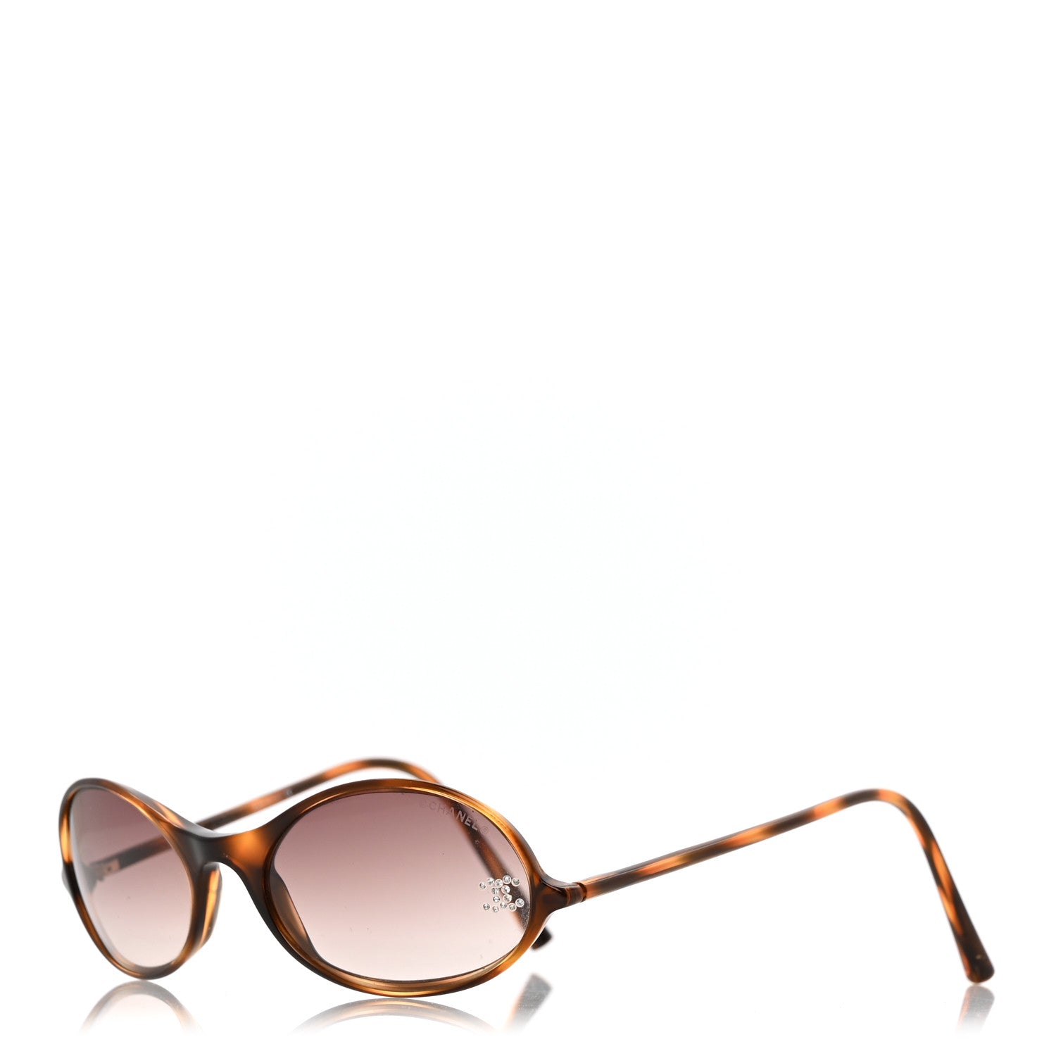 Chanel Acetate Crystal CC Oval Sunglasses 5044-B Tortoise 3 of 8