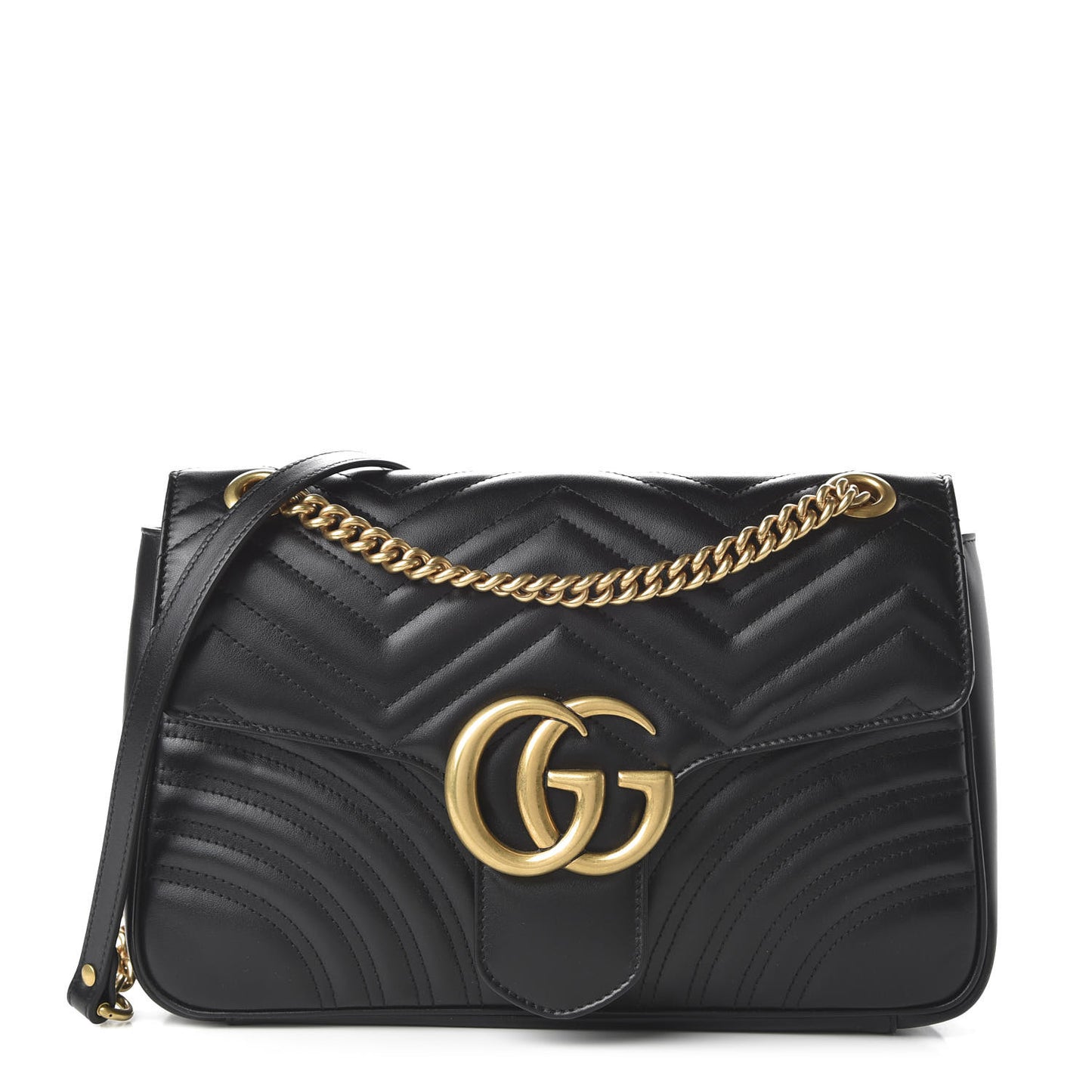 Calfskin Matelasse Medium GG Marmont Shoulder Bag Black