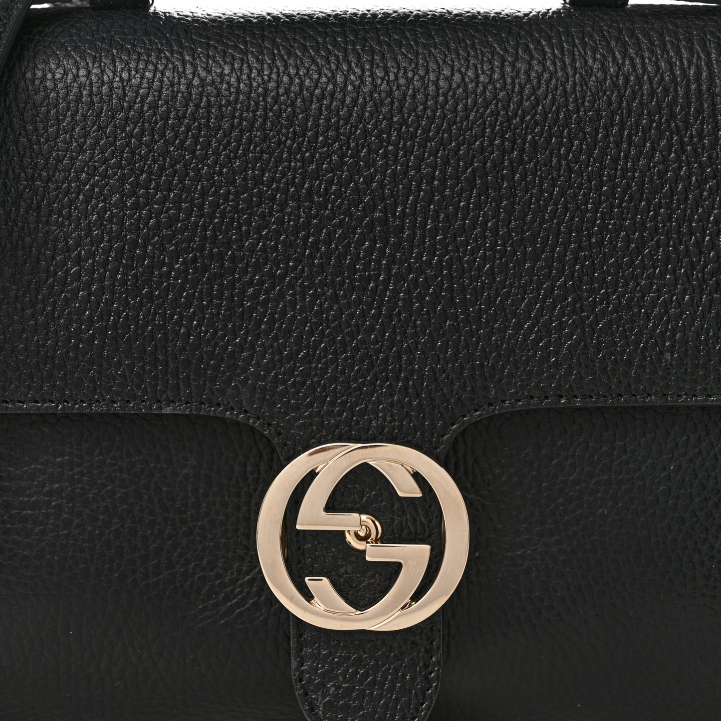 Dollar Calfskin Interlocking G Top Handle Shoulder Bag Black
