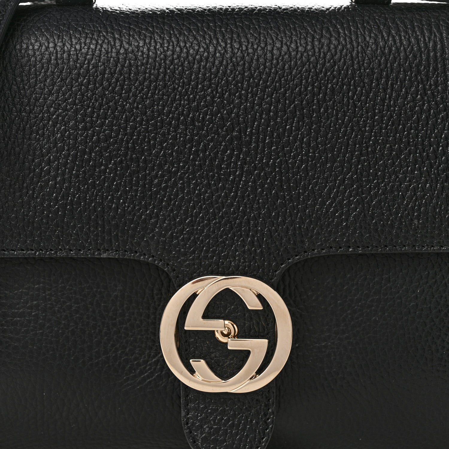 Gucci Dollar Calfskin Interlocking G Top Handle Shoulder Bag Black 9 of 11