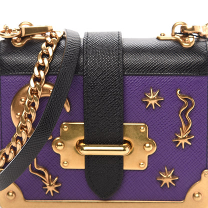 Prada Saffiano Astrology Mini Cahier Bag Viola Black 9 of 9