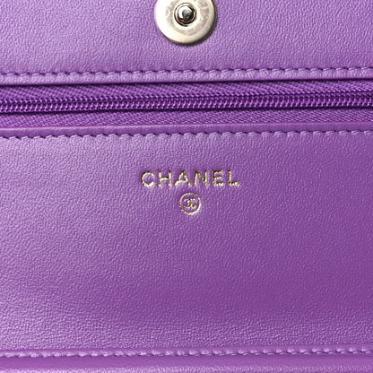 Chanel Lambskin Quilted Wallet On Chain WOC Purple 5 of 10
