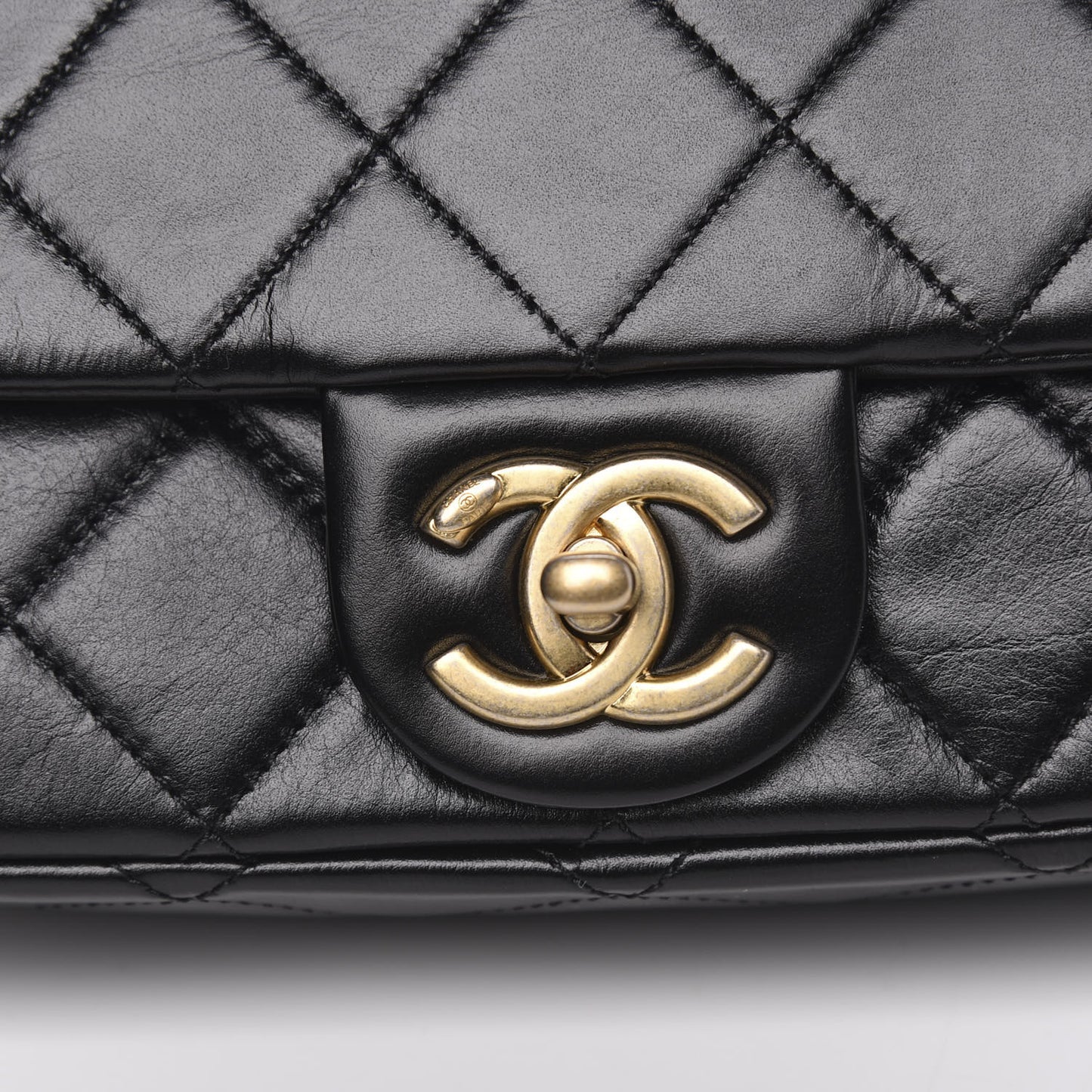 Calfskin Quilted Small Crystal Pearls Flap Bag Black