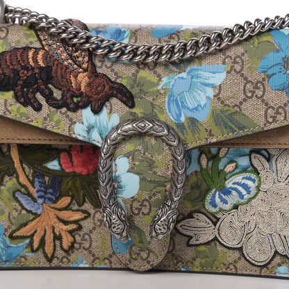 Gucci GG Supreme Monogram Blooms Print Embroidered Small Dionysus Shoulder Bag Blue Taupe 9 of 9