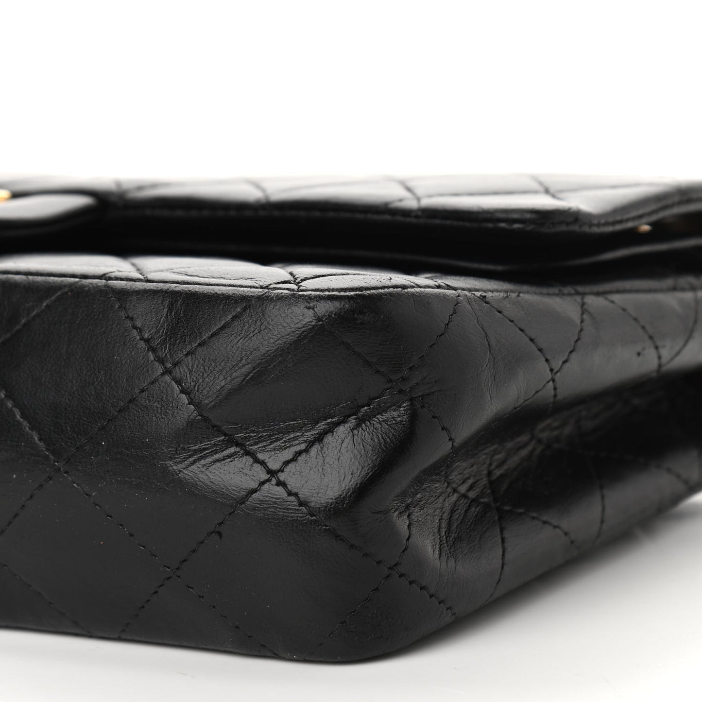 Lambskin Quilted Medium Double Flap Black
