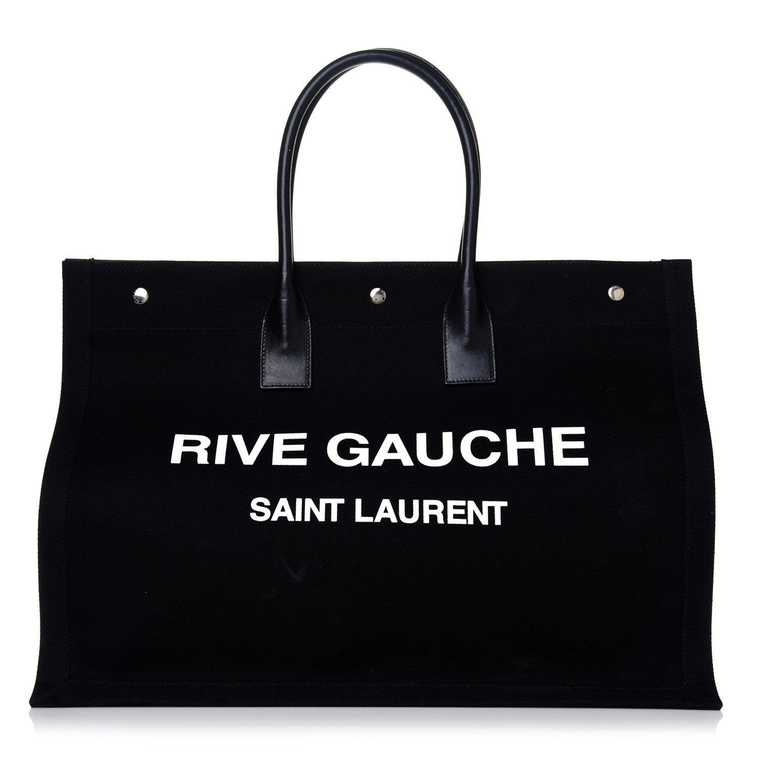 Saint Laurent Linen Calfskin Rive Gauche Tote Black 1 of 7