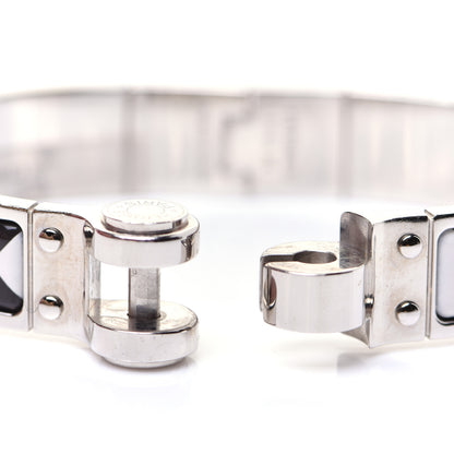 Hermes Enamel Printed Narrow Washington's Carriage Tattoo Hinged Bracelet S Faux Gris 8 of 13