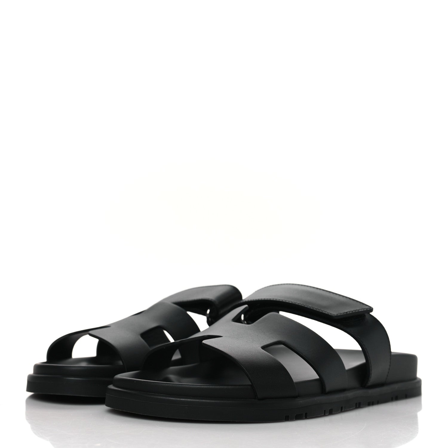 Hermes Calfskin Womens Chypre Sandals 38.5 Black 3 of 9