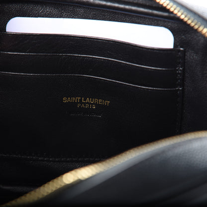 Saint Laurent Grain De Poudre Matelasse Monogram Mini Lou Camera Bag Dark Smog 6 of 11