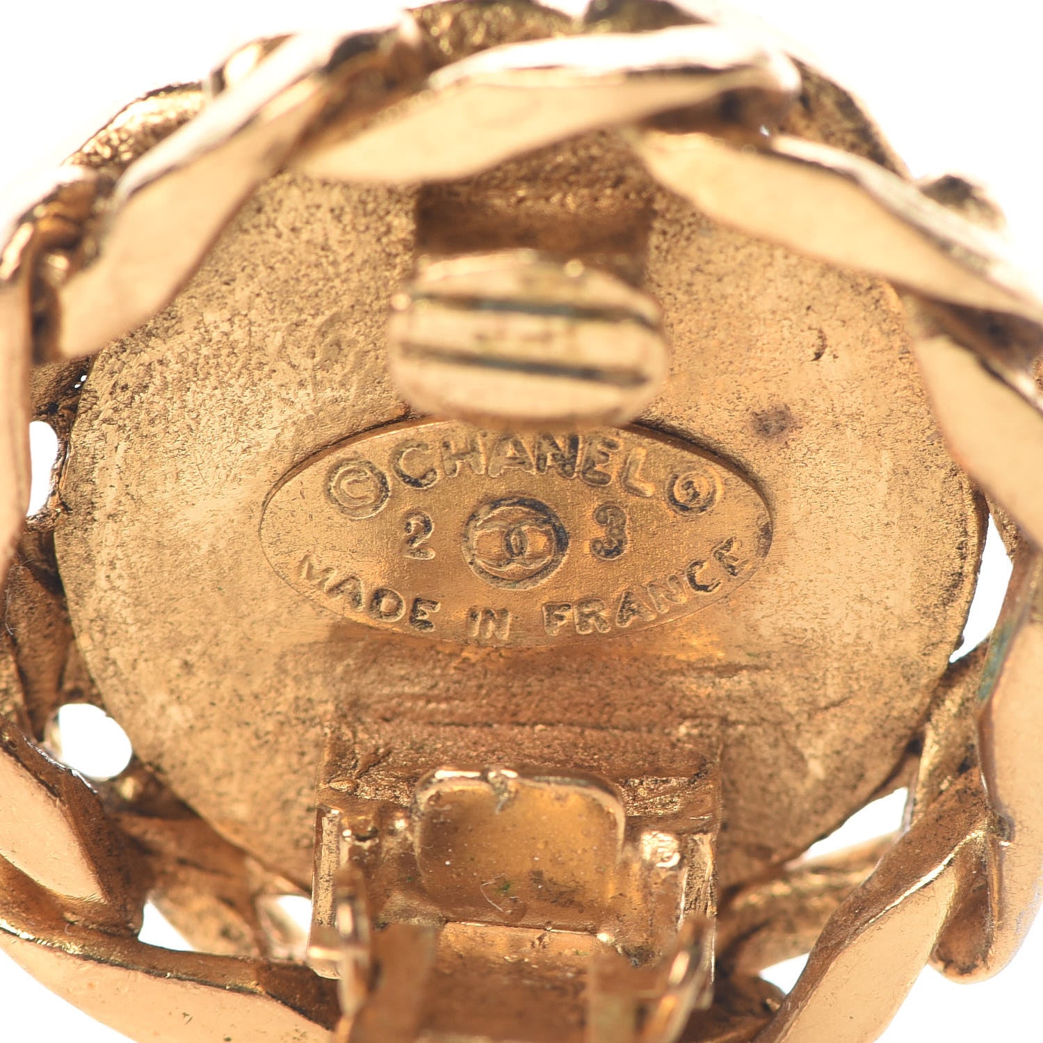 Chanel Crystal CC Clip On Earrings Gold 4 of 5
