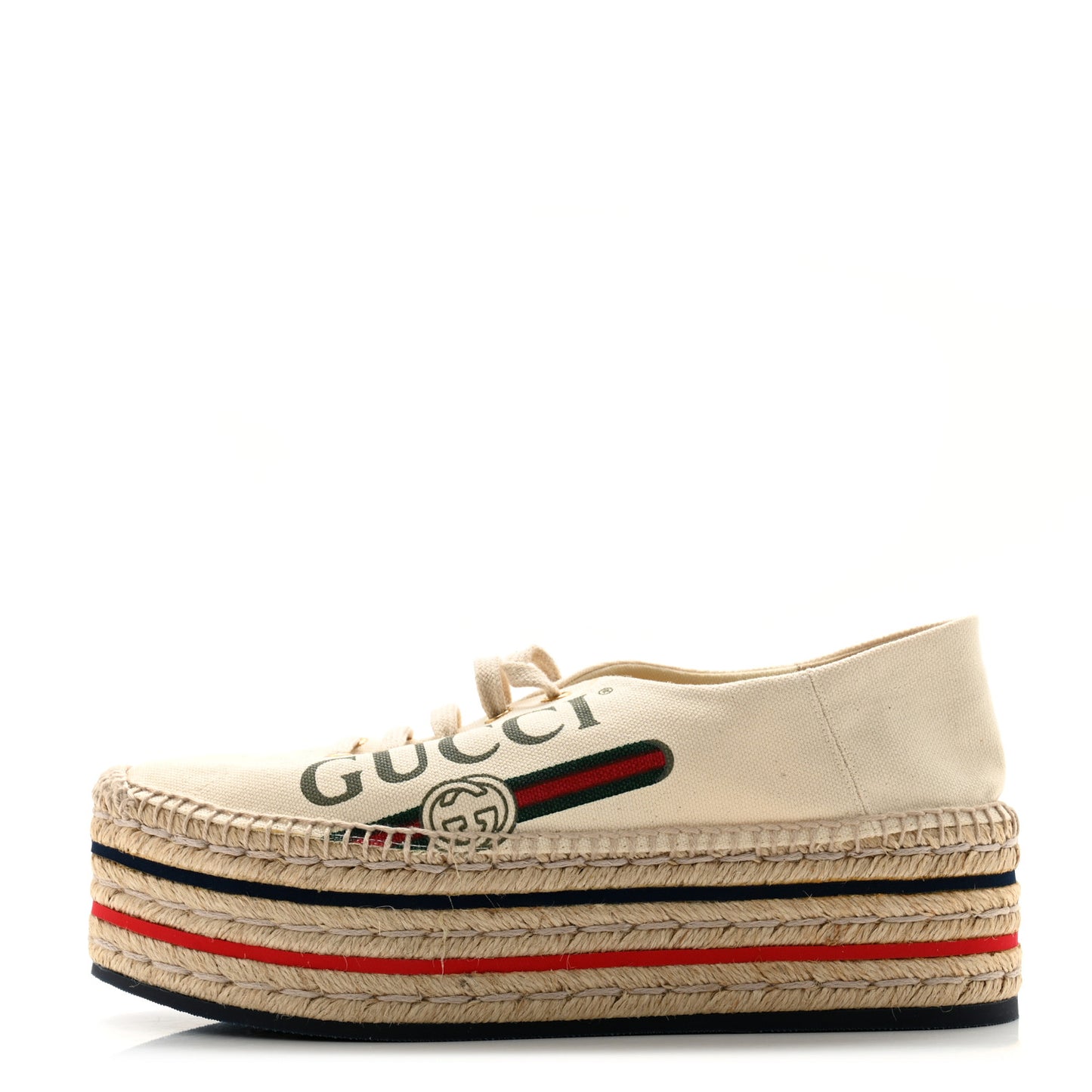 Canvas Logo Lace-Up Platform Espadrilles 39 Greggio Grege