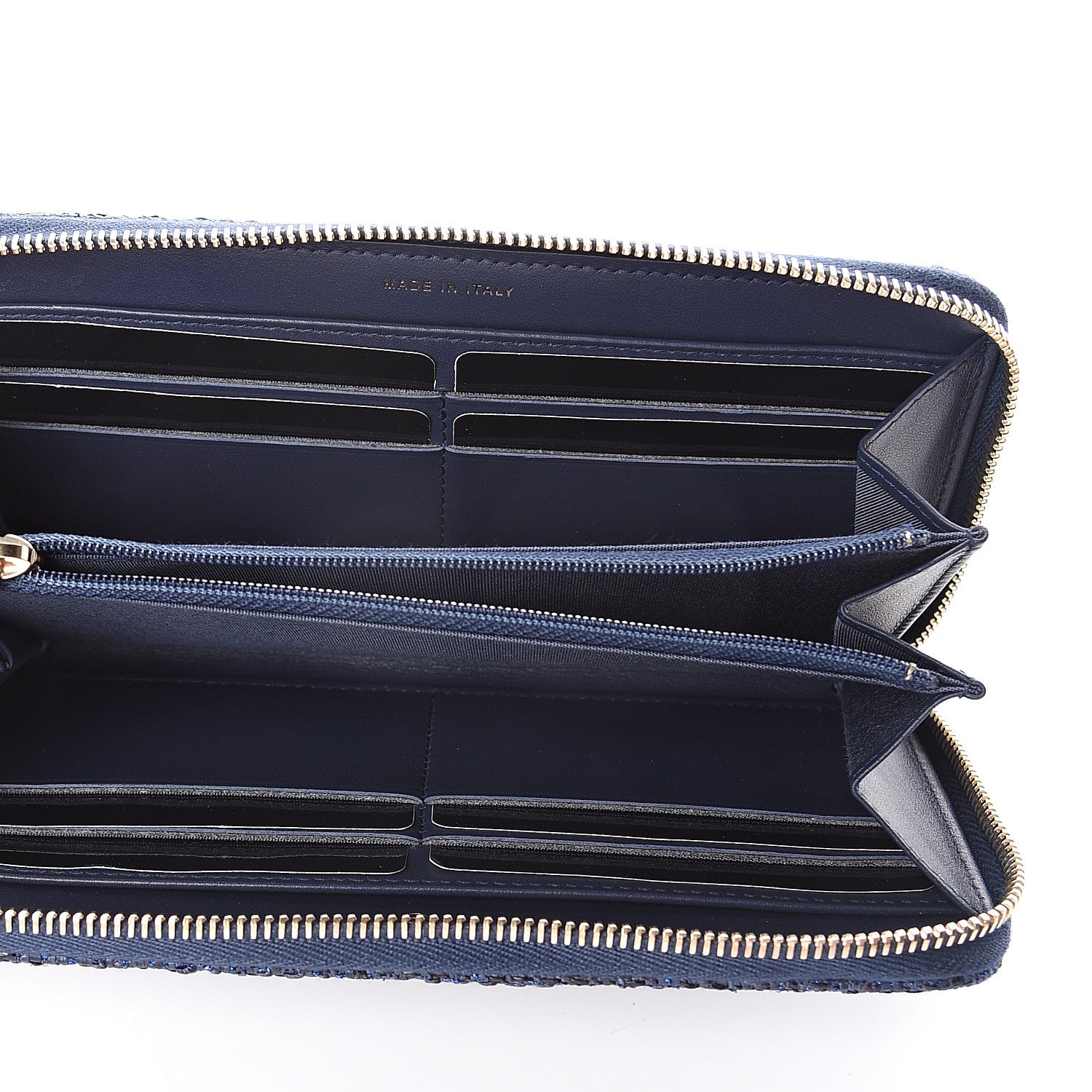 Chanel Canvas Deauville Large Zip Around Wallet Dark Blue 4 of 7