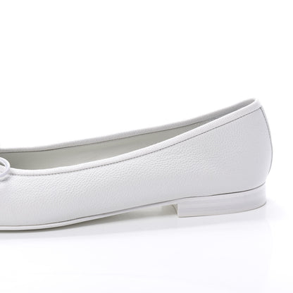 Chanel Calfskin Patent CC Cap Toe Ballerina Flats 40 White Blue 7 of 8