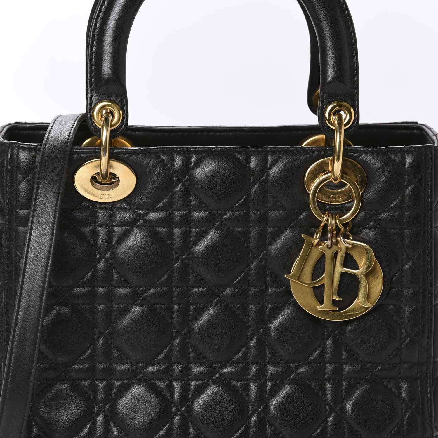 Christian Dior Lambskin Cannage Medium Lady Dior Black 11 of 11