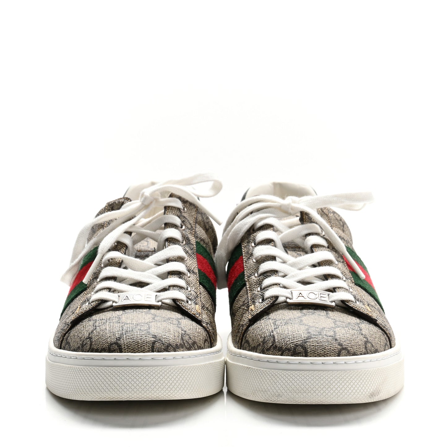 GG Supreme Monogram Womens New Ace Low-Top Sneaker 37.5 Beige