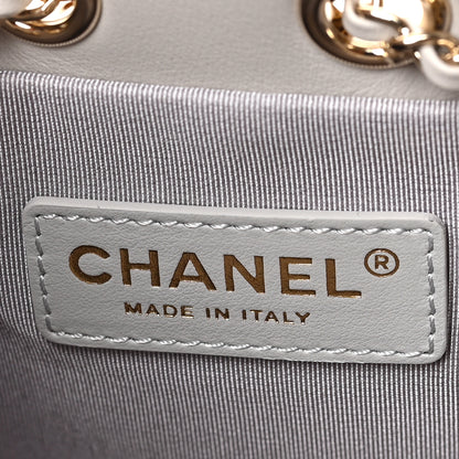 Chanel Calfskin Stitched Chain Bucket Bag Light Grey 6 of 9