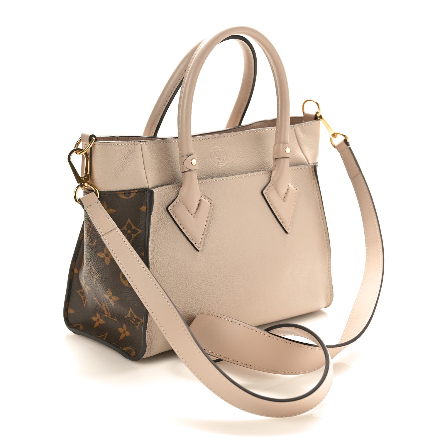 Louis Vuitton Calfskin Monogram On My Side PM Greige 2 of 9