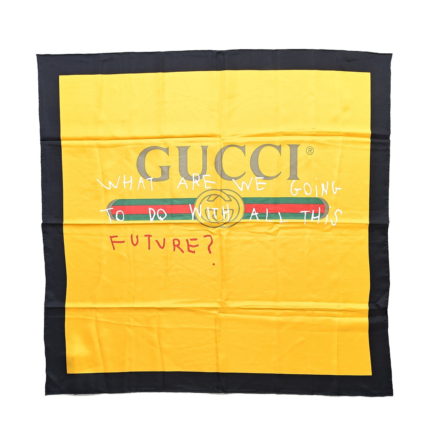 Silk Coco Capitan Logo Square Scarf Sun Black