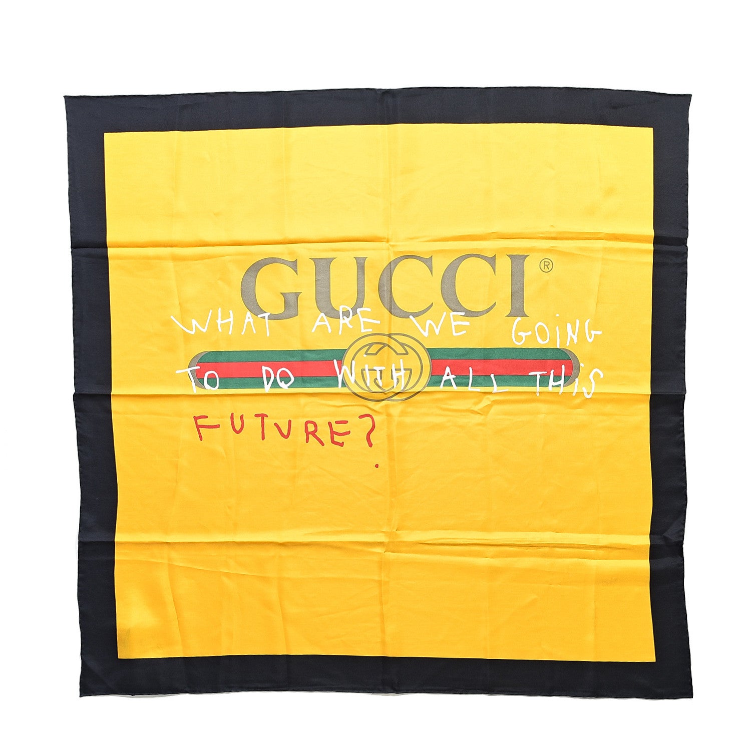 Gucci Silk Coco Capitan Logo Square Scarf Sun Black 2 of 3