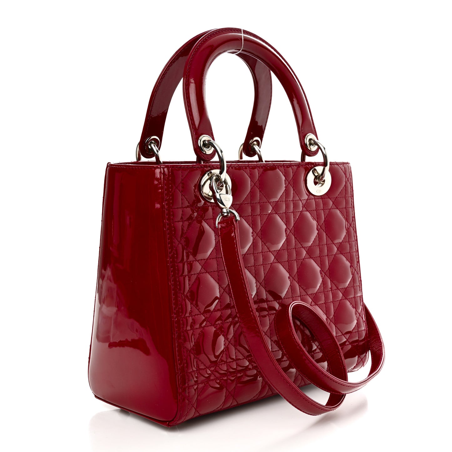 Patent Cannage Medium Lady Dior Red