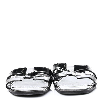 Hermes Patent Oran Sandals 37.5 Black 2 of 4