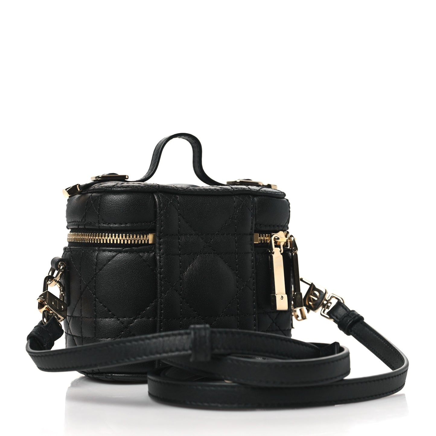 Lambskin Cannage Micro Lady Dior Vanity Case Black