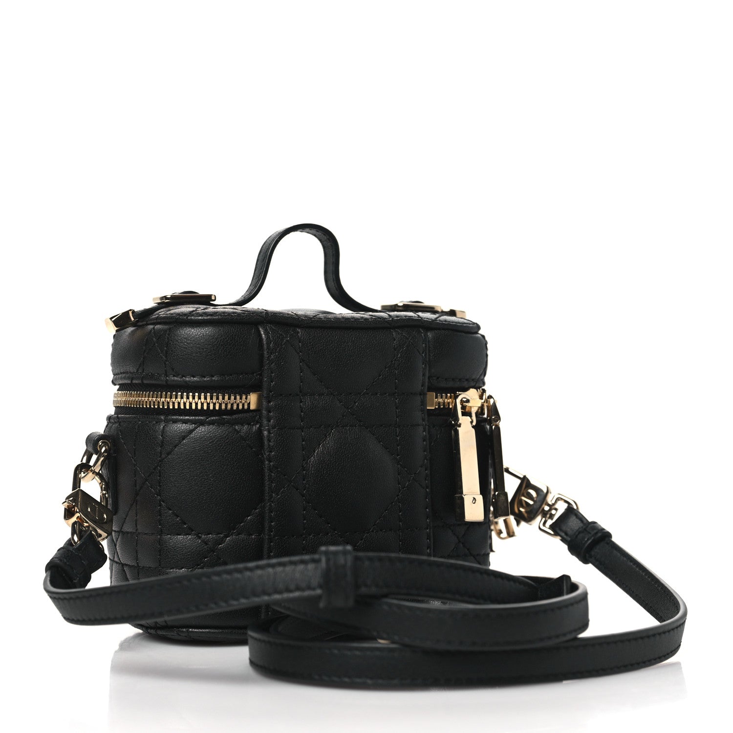 Christian Dior Lambskin Cannage Micro Lady Dior Vanity Case Black 3 of 9