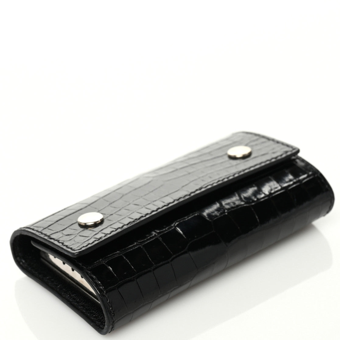 Shiny Porosus Crocodile Multicles 6 Key Holder Black