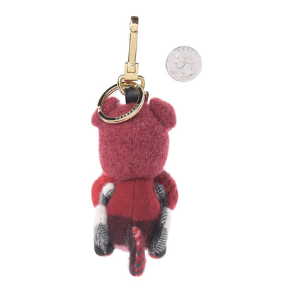 Burberry Calfskin Wool Cashmere Studded Seymour The Bulldog Bag Charm Coral 2 of 2