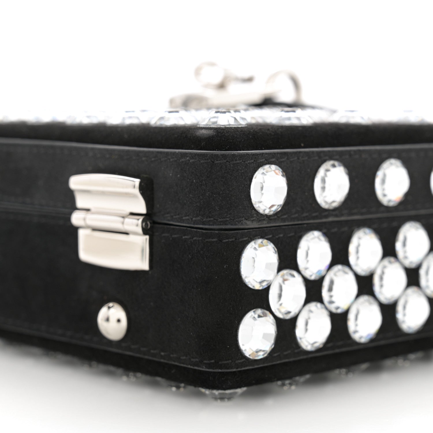 Dolce & Gabbana Suede Crystal Embellished Lily Box Bag Black 9 of 11