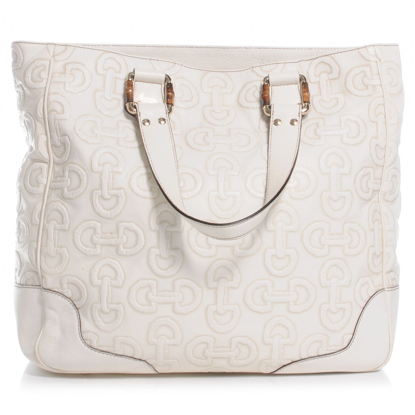 Calfskin Horsebit Embossed Tote White