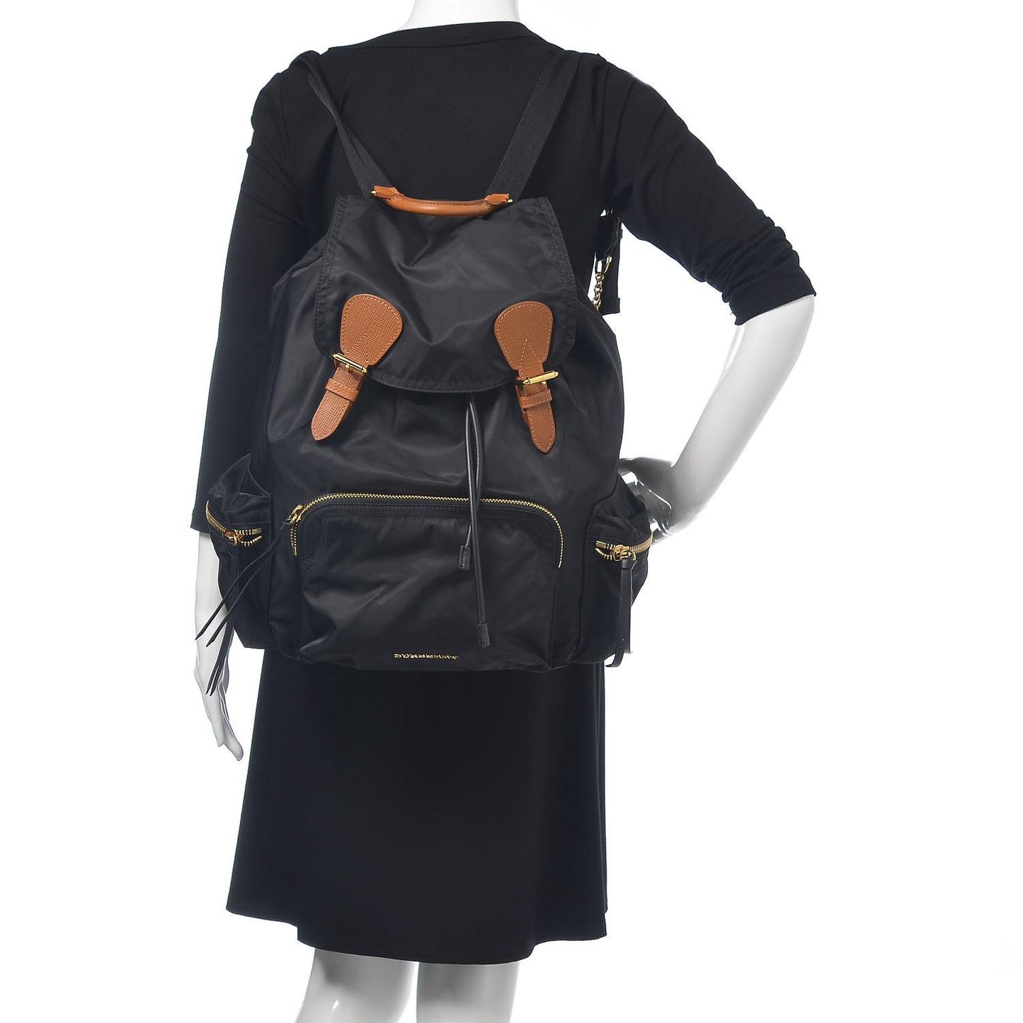 Nylon Large Rucksack Backpack Black