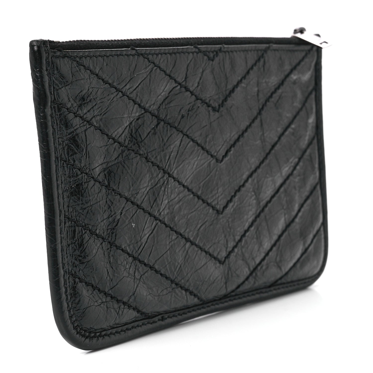 Saint Laurent Crinkled Calfskin Matelasse Monogram Niki Bill Pouch Black 3 of 12