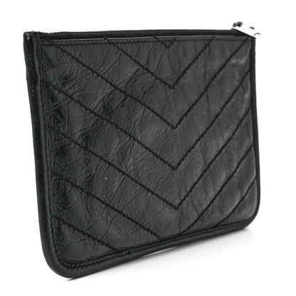 Saint Laurent Crinkled Calfskin Matelasse Monogram Niki Bill Pouch Black 3 of 12