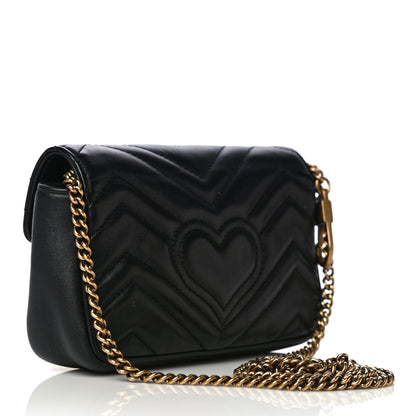 Gucci Calfskin Matelasse Super Mini GG Marmont Shoulder Bag Black 3 of 18