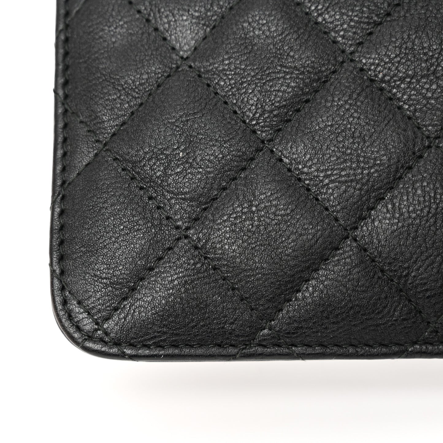 Crumpled Calfskin Quilted Wallet On Chain WOC So Black