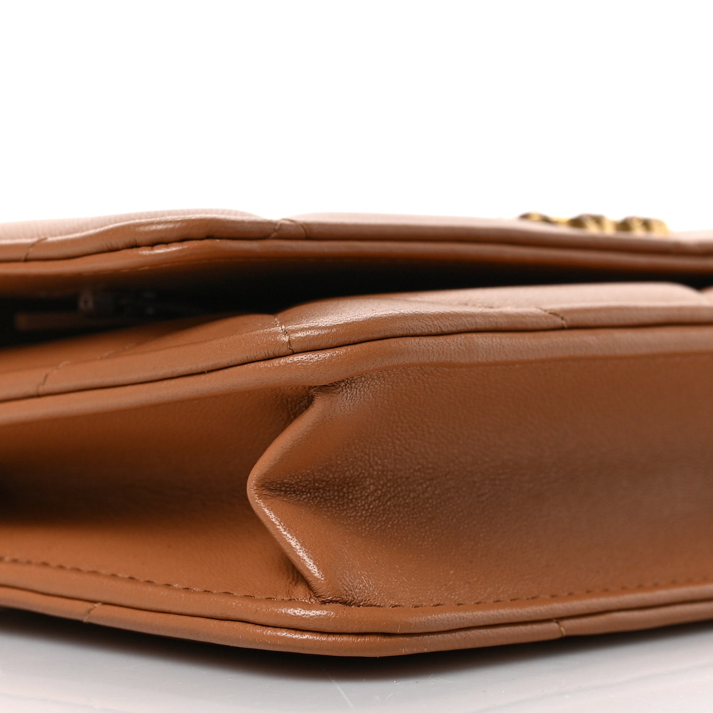 Lambskin Quilted Chanel 19 Wallet On Chain WOC Brown