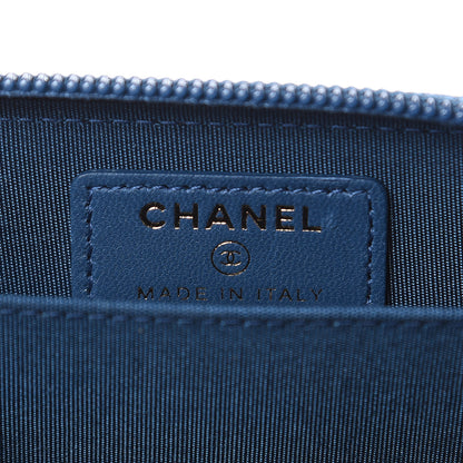 Chanel Lambskin Quilted Boy Zip Around Coin Purse Wallet Blue 6 of 8