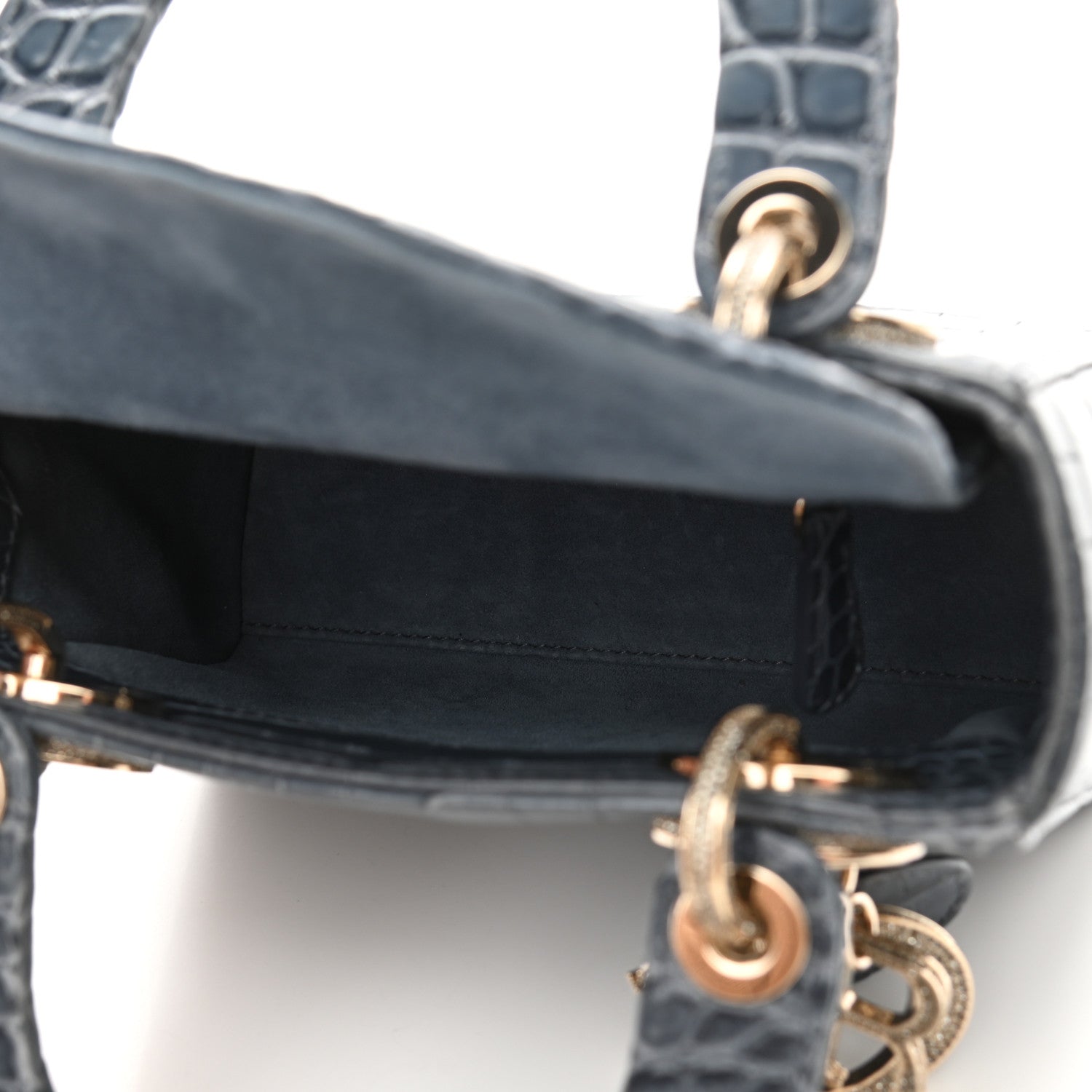 Christian Dior Alligator Crystal Mini Lady Dior Blue 5 of 9