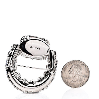 Gucci Metal Crystal Brooch Silver 2 of 2