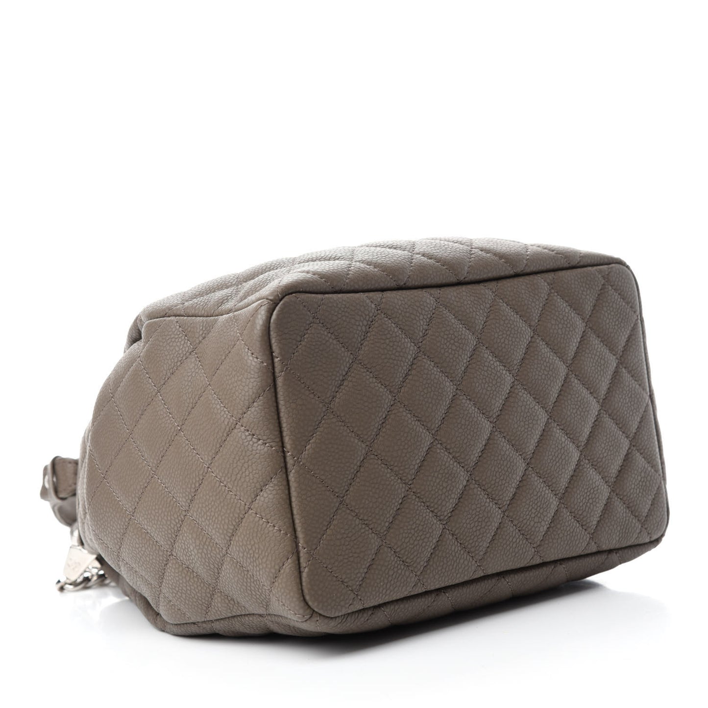 Grained Calfskin Quilted Small Chain Bucket Bag Khaki