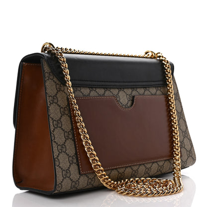 Gucci GG Supreme Monogram Calfskin Medium Padlock Shoulder Bag Beige Black Cuir 3 of 9