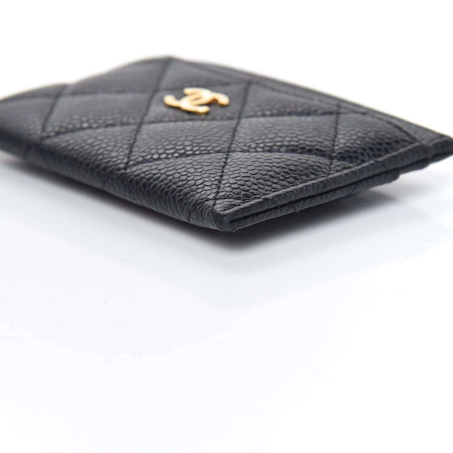 Caviar Quilted Card Holder Black