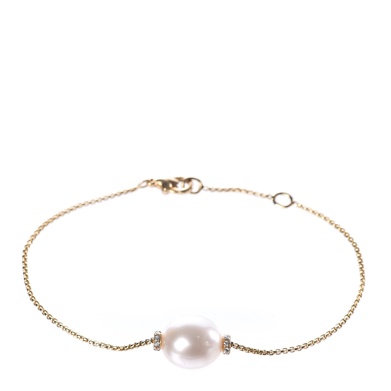 David Yurman 18K Yellow Gold South Sea Pearl Diamond Solari Single Station Adjustable Bracelet White 1 of 5