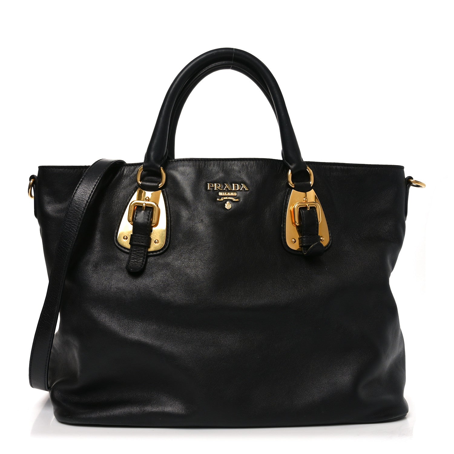 Prada Soft Calfskin Shopping Tote Black 2 of 17