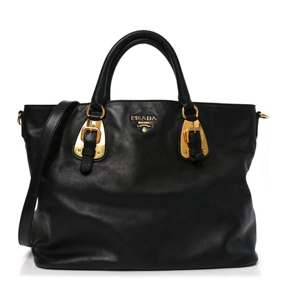 Prada Soft Calfskin Shopping Tote Black 2 of 17
