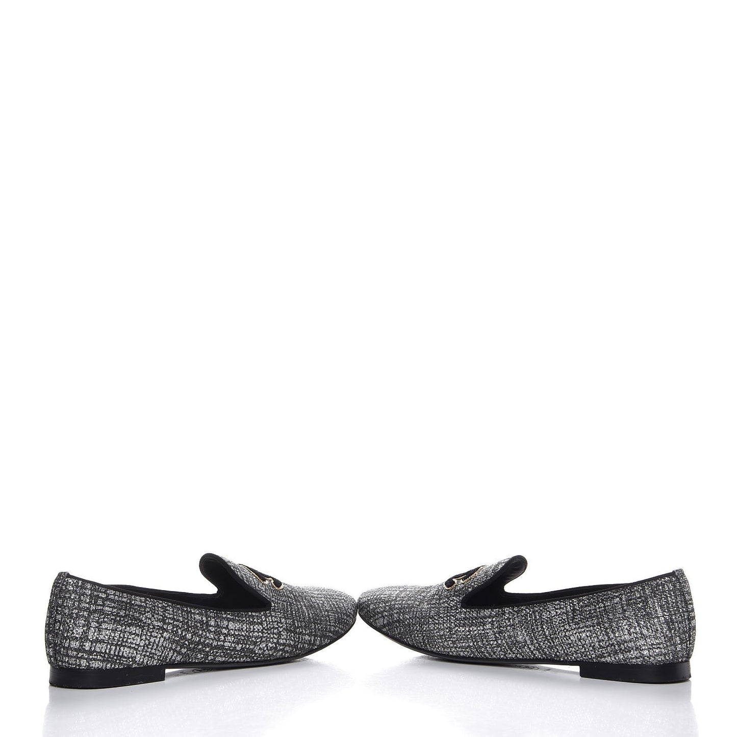 Fantasy Tweed CC Mocassin Loafers 41 Silver