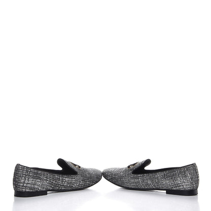 Chanel Fantasy Tweed CC Mocassin Loafers 41 Silver 6 of 11